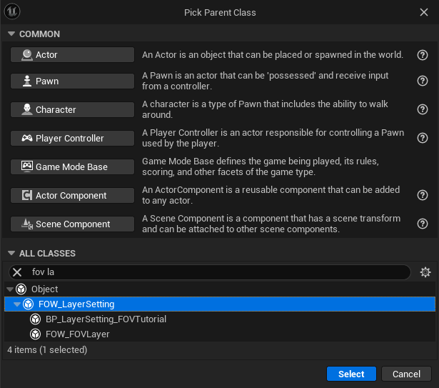 Create Layer Setting BP